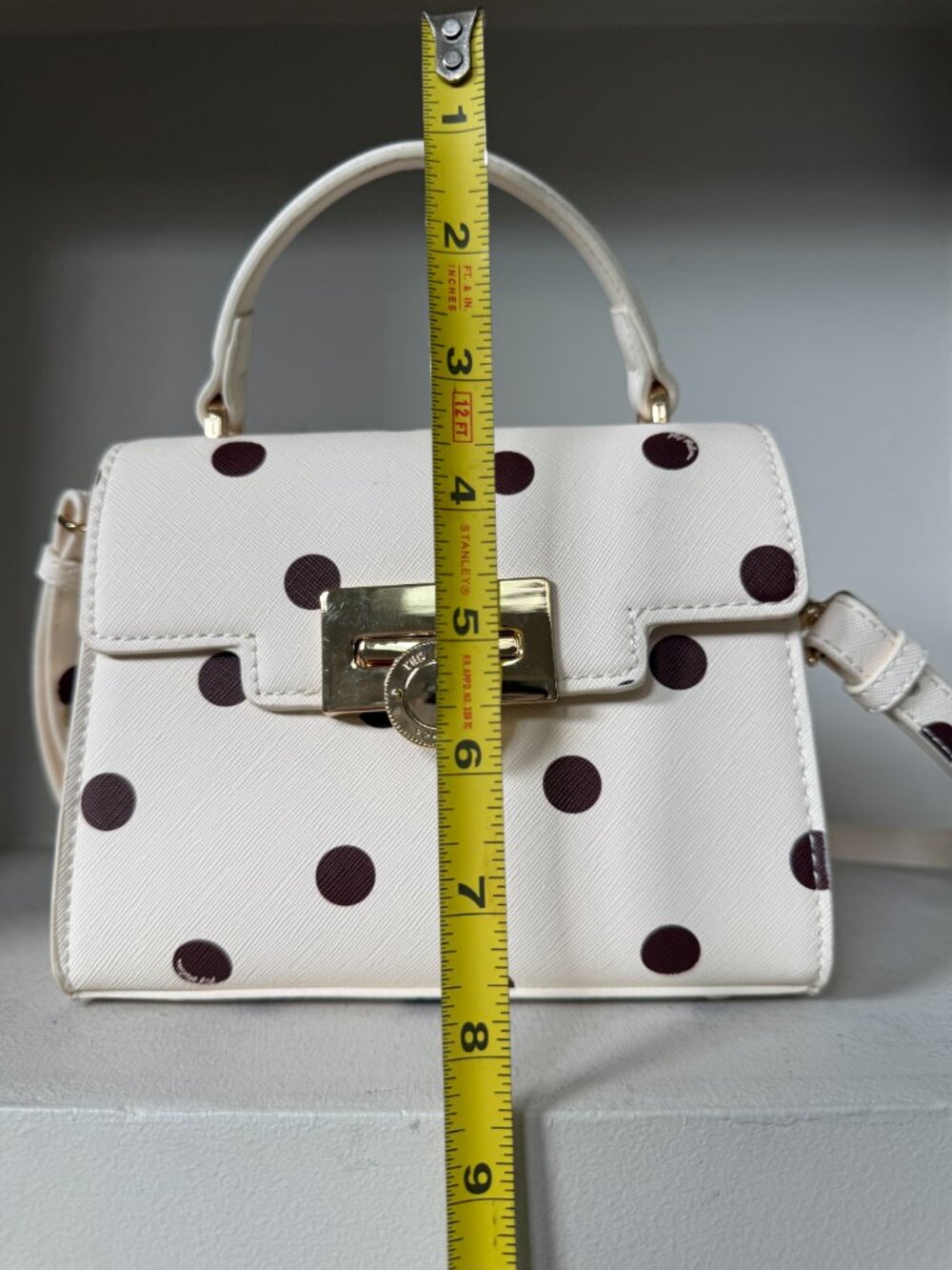 Ted Baker London Polka Dot Top Handle Crossbody Satchel Ivory Brown Bag NWT - Picture 3 of 14